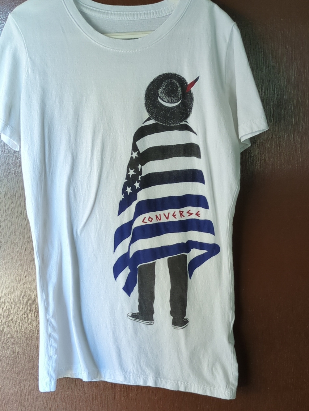 Converse White Tee with Black, Blue & Red Graphic SizeXS